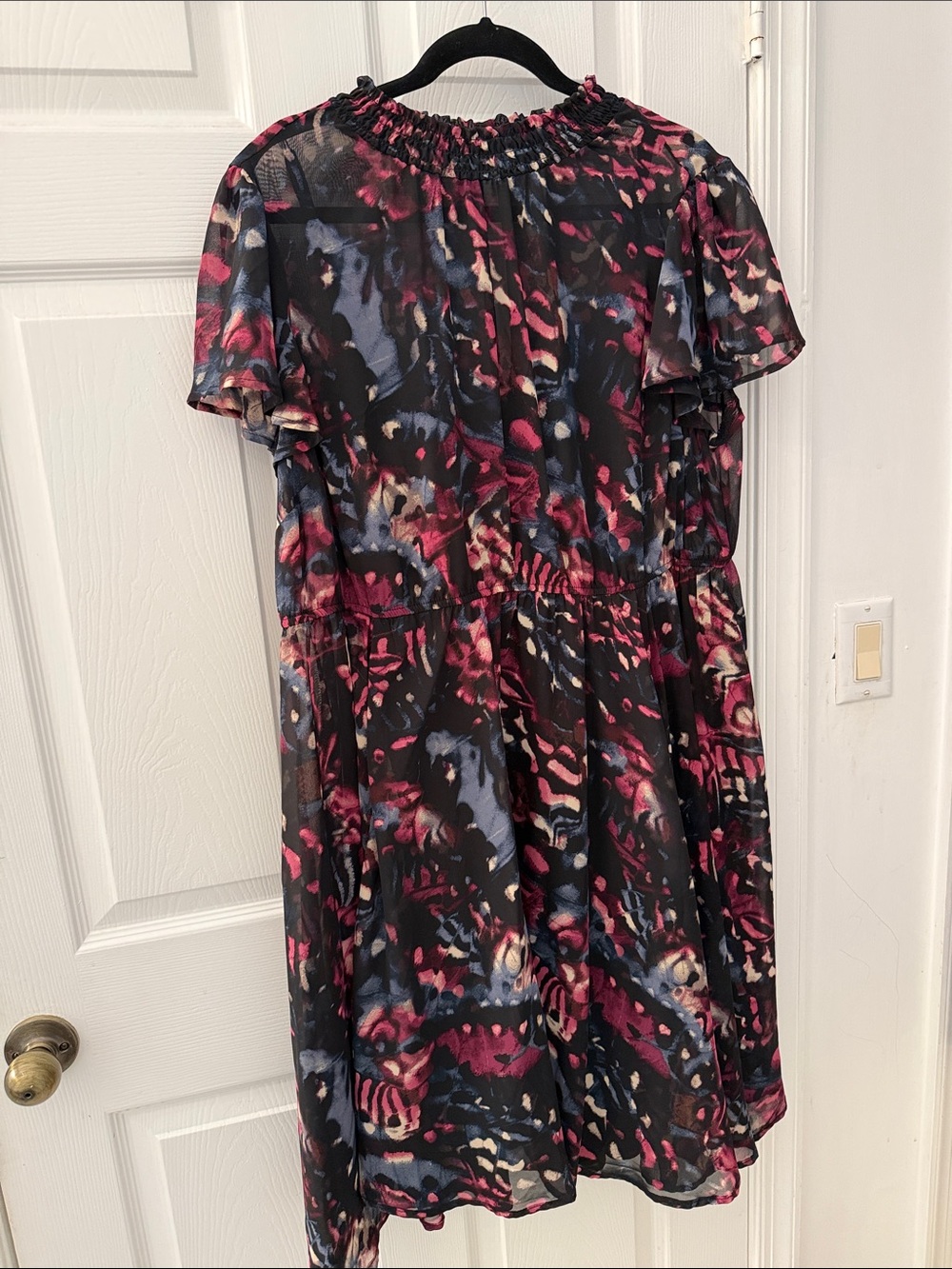 Torrid Women’s Smocked Neck Print Dress - Black & Pink 2x